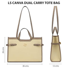 Lavie Signature Canva Dual Carry Tote Bag | Tote Bag for Work | Ladies purse | Stylish Shoulder Bag | Gift for Women - Goyalsons ShopMax