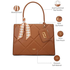 Lavie Luxe Women's Quare26 Extra Large Laptop Satchel Bag | Upto 14 Inch | Satchel Handbag for Work | Ladies Purse | Stylish Shoulder Bag | Gift for Women - Goyalsons ShopMax