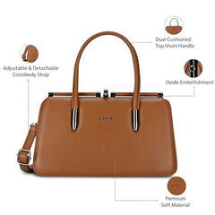 Lavie Luxe Women's Book Dual Handle Frame Satchel Bag | Satchel Handbag for Work | Ladies Purse | Stylish Shoulder Bag | Gift for Women