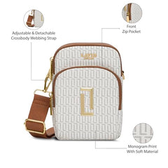 Lavie Luxe Women's Monogram Mobile26 Vertical 3-Compartment Crossbody Sling Bag | Ladies Purse Handbag | Gift for Women
