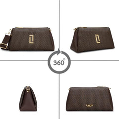 Lavie Luxe Women's Monogram Tory26 3-Compartment Crossbody Sling Bag | Ladies Purse Handbag | Gift for Women