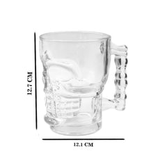 Sanjeev Kapoor Skull Head Beer Mugs Set of 6 | 500ML Transparent Glass Mugs for Beer, Cocktails & Drinks | Unique Skull Shape, Durable, Dishwasher Safe Party & Gift Ready