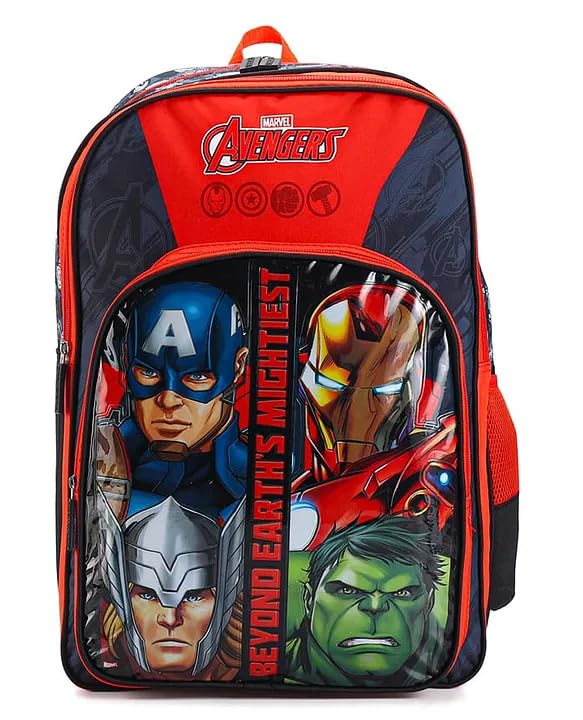 STRIDERS Avengers School Bag for Kids Lightweight, Durable & Stylish Backpack with Padded Comfortable Straps, Spacious Compartments Marvel Superhero Design for School, Play & Daily Use 14 Inches - Goyalsons ShopMax