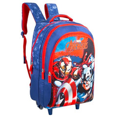 Avengers Kids School Trolley Bag 18 Inch Blue Large Wheeled School Backpack with Smooth Wheels