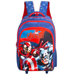 Avengers Kids School Trolley Bag 18 Inch Blue Large Wheeled School Backpack with Smooth Wheels