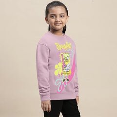 Kidsville Spongebob Squarepants Printed Relaxed Fit Sweatshirt for Girls Pink