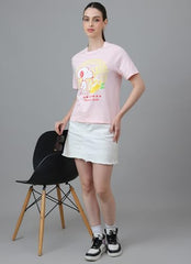 Free Authority Official Peanuts Women Half Sleeve Round Neck Graphic Printed Cotton Regular Fit Tshirt