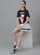 Free Authority Official Winnie The Pooh Women Half Sleeve Round Neck Graphic Printed Cotton Regular Fit Tshirt