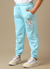 Kidsville Official Frozen: Elsa Graphic Printed Regular Fit Blue Jogger for Girls