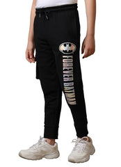 Kidsville Official DC Comics Forever Batman Boy's Graphic Metallic Printed Cargo Pocket Regular Fit Mid West Cotton Black Joggers
