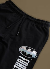 Kidsville Official DC Comics Forever Batman Boy's Graphic Metallic Printed Cargo Pocket Regular Fit Mid West Cotton Black Joggers