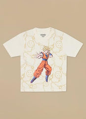 Kidsville Official Dragon Ball Z Merchandise Goku Graphic Printed Boys Regular Fit T-Shirt | Half Sleeves Round Neck | Pure Breathable Cotton Casual Anime Tee