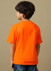 Kidsville Official Dragon Ball Z Merchandise Goku Graphic Printed Boys Oversized T-Shirt | Half Sleeves Round Neck | Pure Cotton Casual Anime Loose Tee Orange