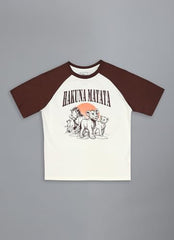 Free Authority Official Lion King Graphic Printed Pure Cotton Regular Fit Half Sleeves Raglan Tshirt for Women