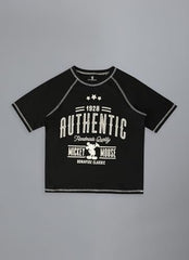 Free Authority Official Mickey & Friends Graphic Printed Pure Cotton SleevesHalf Regular Fit Tshirt for Women