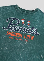 Free Authority Official Peanuts Grounds Crew Graphic Printed Womens Oversized T-Shirt | Pure Cotton Casual Round Neck Half Sleeves Cartoon Tee