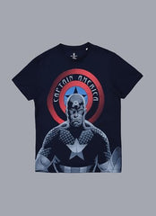 Free Authority Official Marvel Comic Captain America Men Graphic Short Sleeve Round Neck Pure Cotton Regular Fit T-Shirt