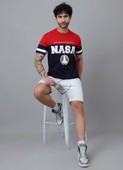 Free Authority Official NASA Men Graphic Short Sleeve Round Neck Pure Cotton Relaxed Fit T-Shirt