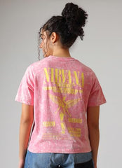 Free Authority Official Nirvana Nevermind Graphic Printed Womens Relaxed Fit T-Shirt | Pure Cotton Casual Round Neck Half Sleeves Band Music Tee
