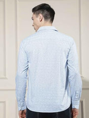 Crimsoune Club Men's Breeze Blue Printed Shirt