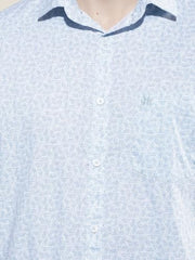 Crimsoune Club Men's Breeze Blue Printed Shirt