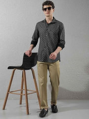 Crimsoune Club Men's Black Geometric Print Shirt