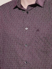 Crimsoune Club Men's Trendy Wine Printed Shirt