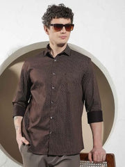 Crimsoune Club Men's Brown Vertical Stripes Shirt