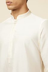 Manyavar Men's Blended Viscose Solid Casual