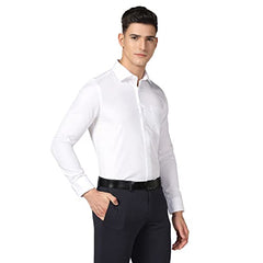 blackberrys Men's Solid Super Slim FIT Shirt (BP-Soul # White_Yellow