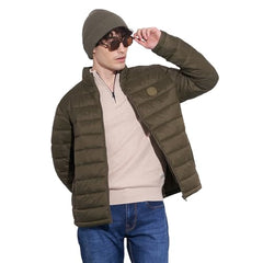 Being Human Men's Olive High-Neck Puffer Jacket(Olive-3XL)