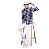 Being Human Men's Navy Checked Spread Collar Shirt