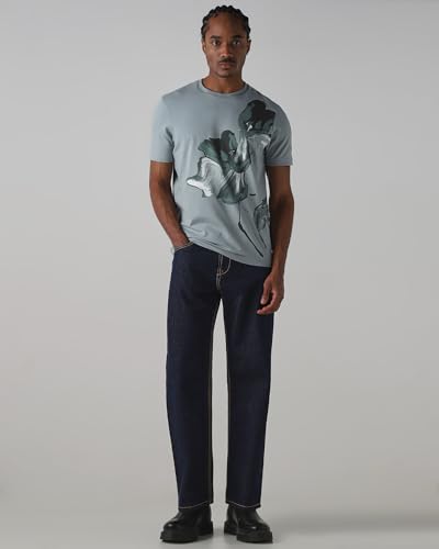 Mufti men's off-white floral print slim fit polo T-shirt with short sleeves and polo collar, made from 100% cotton piqué fabric.
