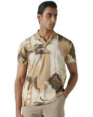 MUFTI Men Polo T-Shirt | Slim Fit Paisley Print with Polo Collar & Short Sleeves | 100% Cotton Piqué Fabric for Casual & Smart Casual Wear| Jet Black