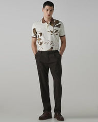 MUFTI Men Casual T-Shirt | Tropical Graphic Print Slim Fit Crew Neck Design | 100% Cotton Jersey Knit Fabric for Breathable Comfort & Weekend Outings| Muted Sage Green