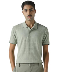 MUFTI Men Polo T-Shirt | Slim Fit Vertical Striped Design with Polo Collar & Partial Button Placket | 100% Cotton Jacquard Fabric for Smart Casual & Weekend Wear| Dark Brown