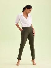 GO COLORS Women's Slim Fit Viscose Pant (8905344120983_Green )