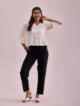 GO COLORS Womens' Solid Black Mid Rise Woven Viscose Casual Pants