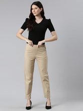 Go Colors Women Solid Tapered Fit Chino Pants, Mid Rise, Light Beige_8905344123618_Beige_2XL