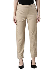 Go Colors Women Solid Tapered Fit Chino Pants, Mid Rise, Light Beige_8905344123618_Beige_2XL