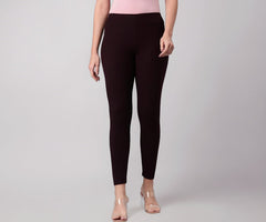 GO COLORS Drop Needle Ribbed Active Leggings for Women | Lightweight, Spandex Waistband, Mid Rise, Dark Wine