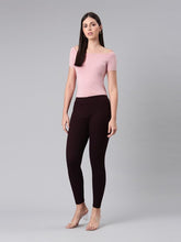 GO COLORS Drop Needle Ribbed Active Leggings for Women | Lightweight, Spandex Waistband, Mid Rise, Dark Wine