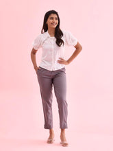 GO COLORS Women Solid Medium Grey MID Rise Relaxed fit Cotton Pencil Pant
