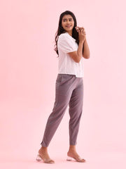 GO COLORS Women Solid Medium Grey MID Rise Relaxed fit Cotton Pencil Pant
