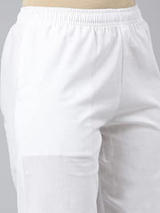 Go Colors Linen Pencil Pant Full Length for Women| Breathable, Mid Rise, Black_8905344168008_White_2XL