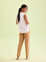 Go Colors Modal Spandex Metallic Pants Full Length for Women| Lightweight, Mid Rise, Antique Gold (2 Side Pockets)_LT09-ANT GLD116-XL_Gold_XL