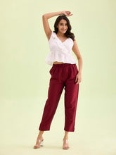 GO COLORS Women Maroon Mid Rise Tapered Fit Modal Metallic Pant