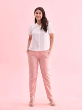 GO COLORS Women's Tapered Fit Cotton Pants (8905344116887_Light Pink_L)