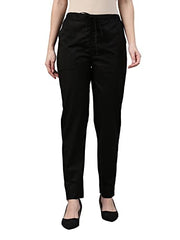 GO COLORS Soft Cotton Pant Full Length for Women| Breathable, Mid Rise, Black_8905344116955_Black_L