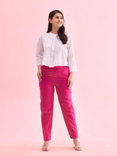 GO COLORS Women Solid Dark Rose Mid Rise Cotton Pants - S
